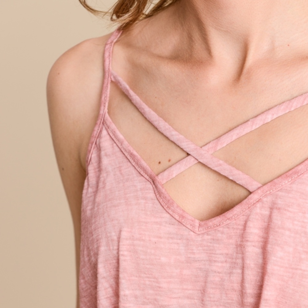 Light Olive Criss-Cross Knot Tank - Picture 7 of 8